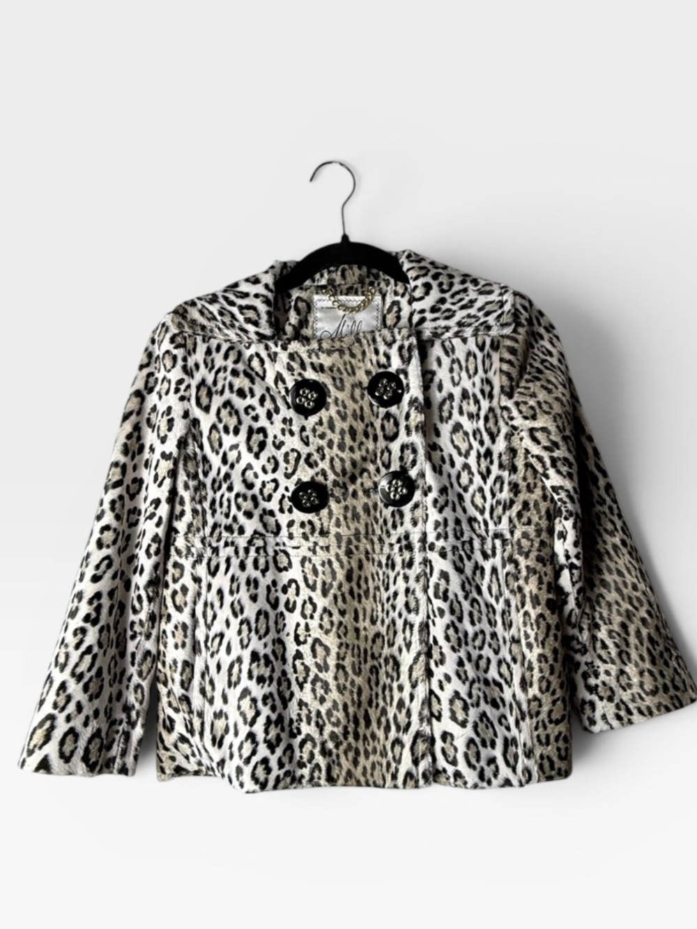Milly New York Vintage Leopard Jacket Size 0 Cozy Fall Winter Coat‎ (U)